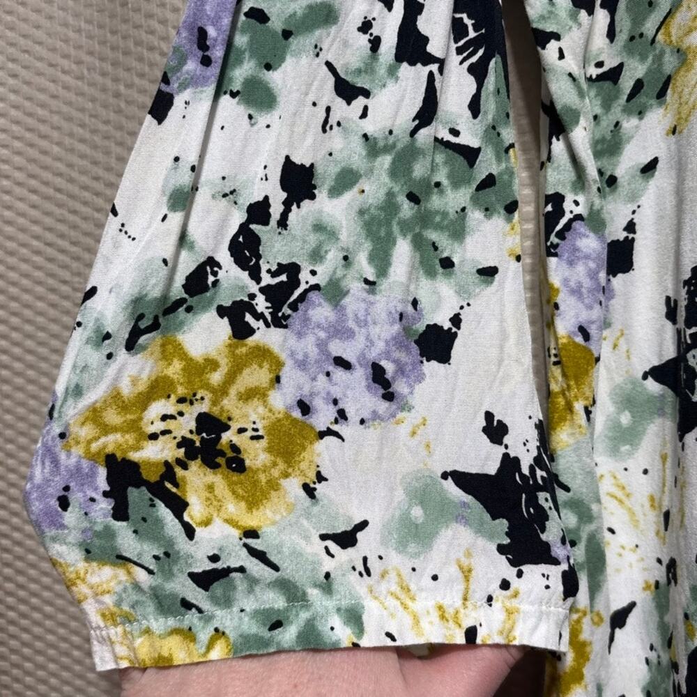 Zoye Chen White Shirt Dress Abstract Button Floral Feminine Romantic Chic Size L - Picture 3 of 9